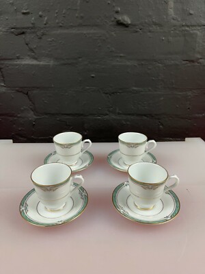 4 x Noritake Glenabbey P586 Kaffeetassen und Untertassen 2 Sets verfügbar