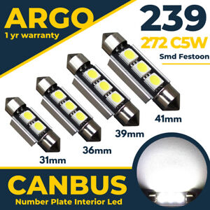 2x Bright White 6SMD LED 239 36mm Festoon 12v Interior Car Light Bulbs
