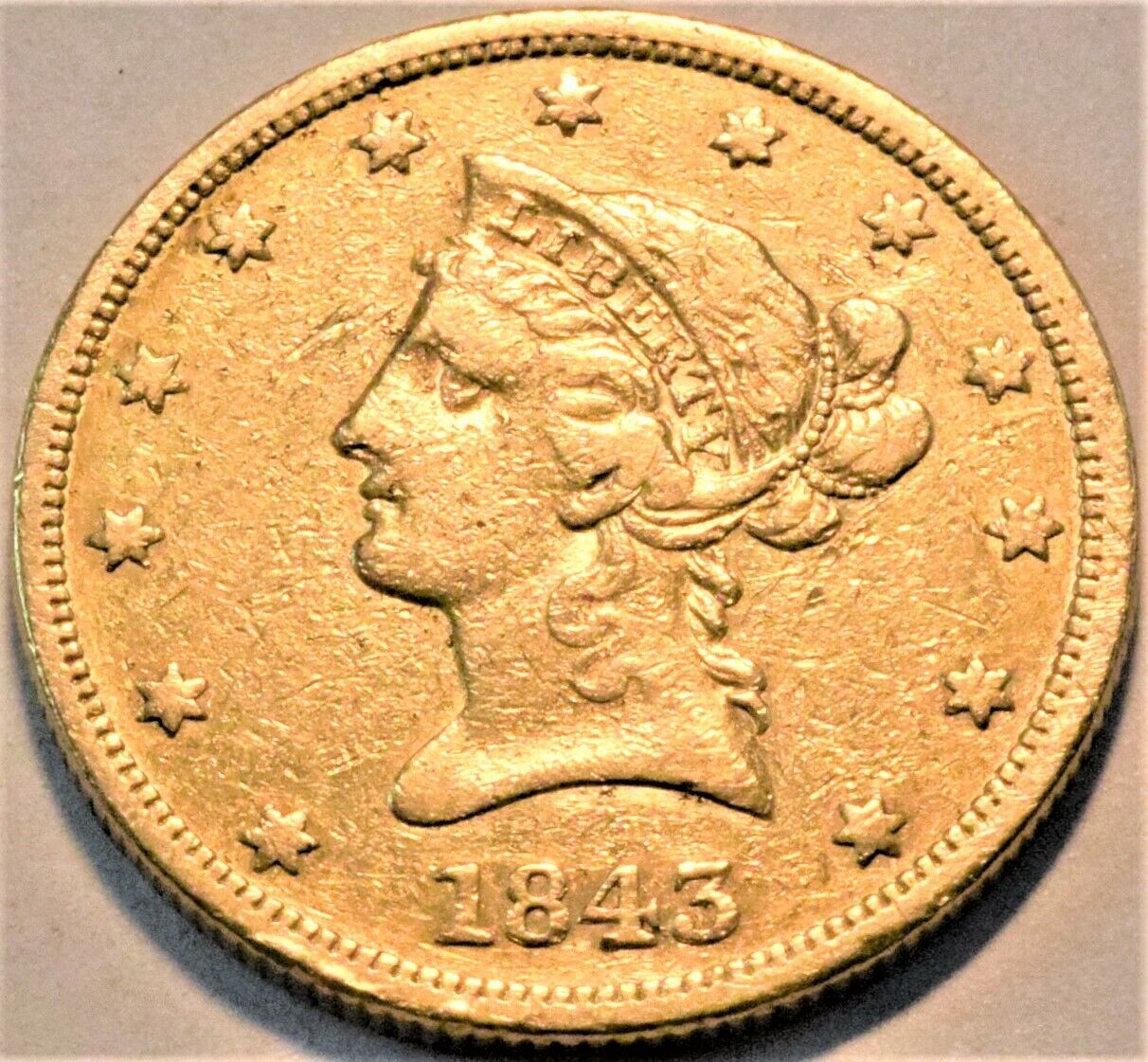 Now free shipping 1843 $10 Gold Liberty Eagle Better It is very popular Middle Det Date Early Grade