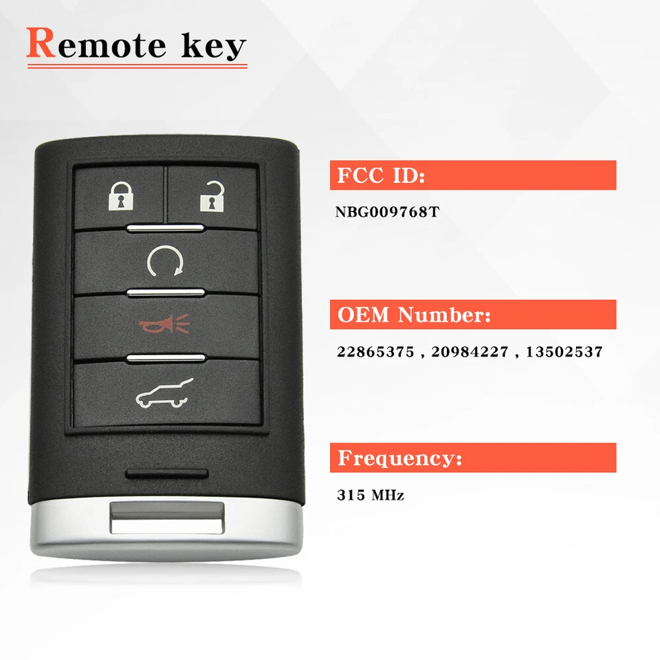 🔥 Replacement For Cadillac 2010-2015 SRX 2013-2014 ATS XTS Remote Key Fob Entry - Image 2 of 4