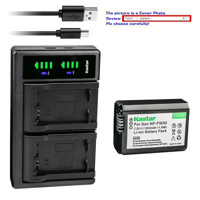 Kastar Battery LCD Dual Charger for Sony NP-FW50 Sony NEX-5 NEX-5N NEX-5R NEX-5T
