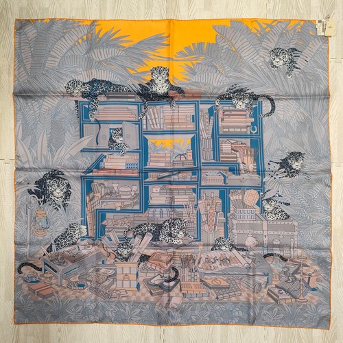 Unused HERMES Double face Carre 90 Les Douze Leopards leopard Silk Scarf Jin K - Picture 8 of 24