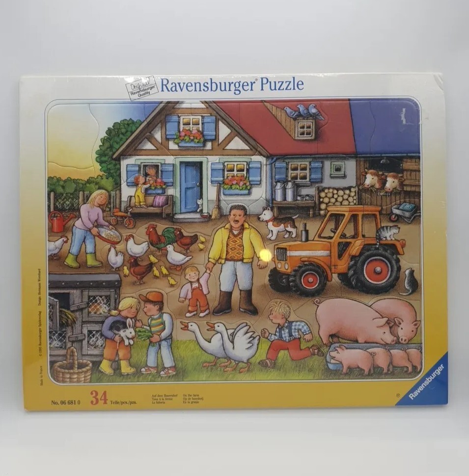 Ravensburger Puzzle On The Farm 34 Pieces Vintage Puzzle No. 06681 1995