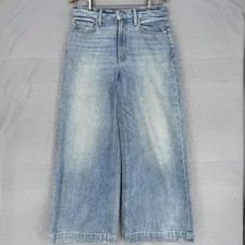 Paige Harper Ankle Jeans Womens 27 Blue Wide Leg Cropped Organic Cotton Stretch