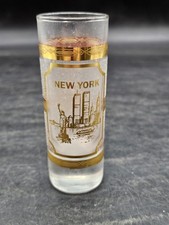 New York City Shooter Shot Glass NYC Skyline Twin Towers Black Gold Appx. 4