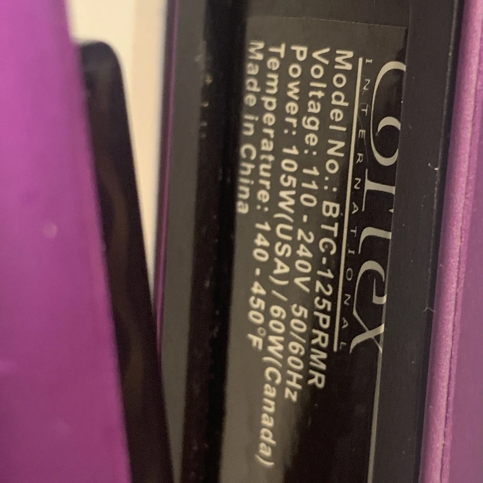 Cortex International Flat Iron BTC-125PIMR. 105 Watt Metallic Purple 1" Clean - Image 3 of 4