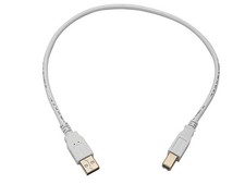 Monoprice USB Type-A to USB B 2.0 Cable - 28/24AWG, Gold Plated, White, 1.5ft