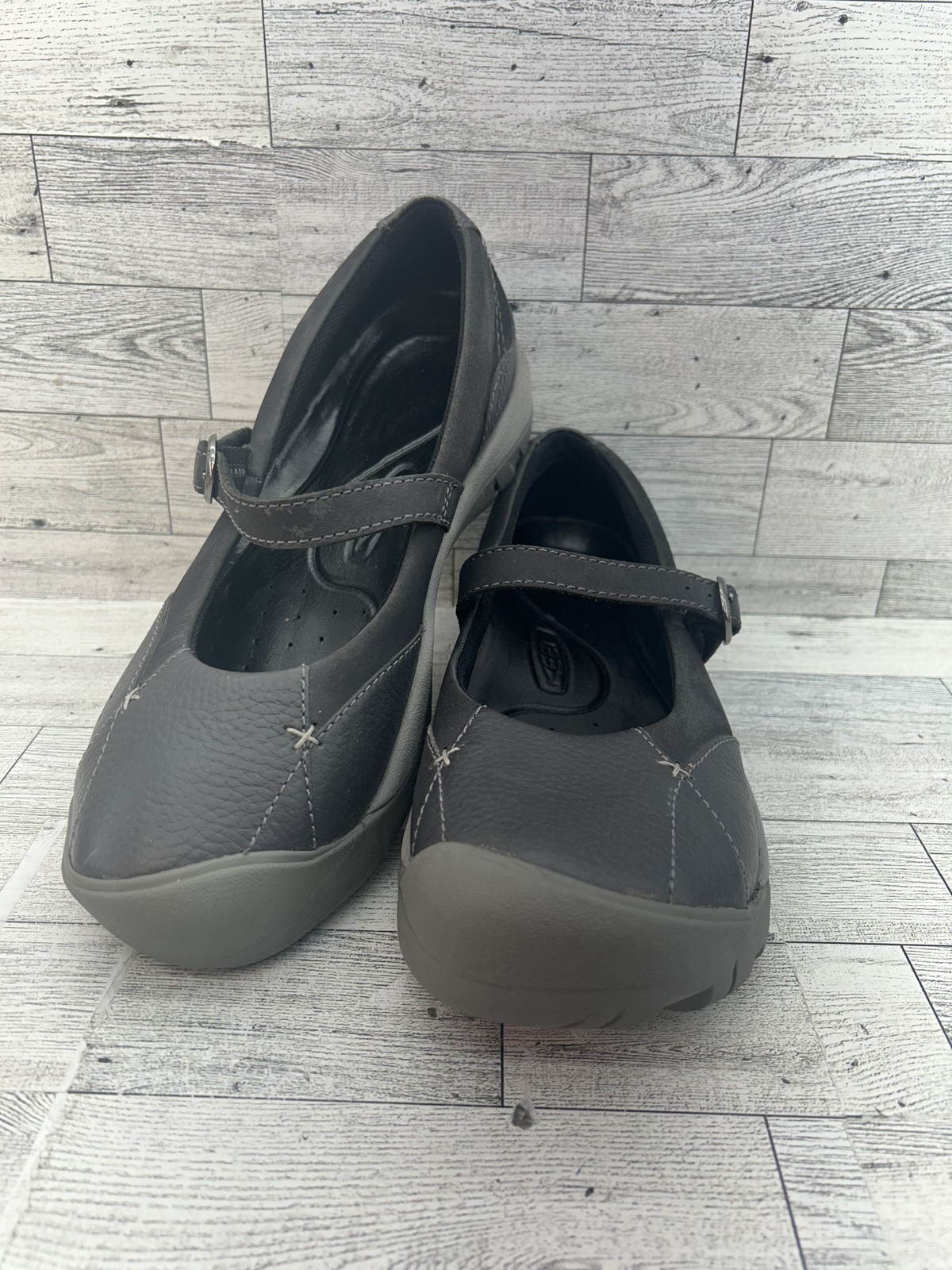 Scarpe Keen donna taglia 8 5 Mary Jane nere pelle comode passeggio cinturino casual