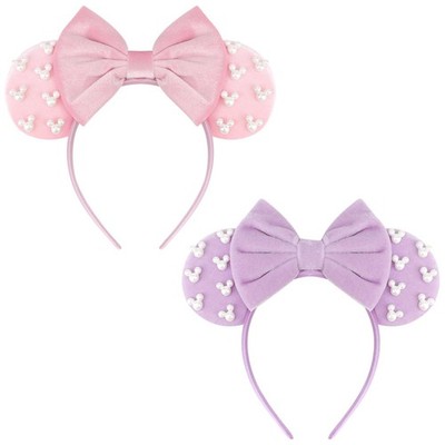 DRESHOW Mouse Ears 1 Count (Pack of 2), 2 Pcs Pearls Style: Pink, Purple