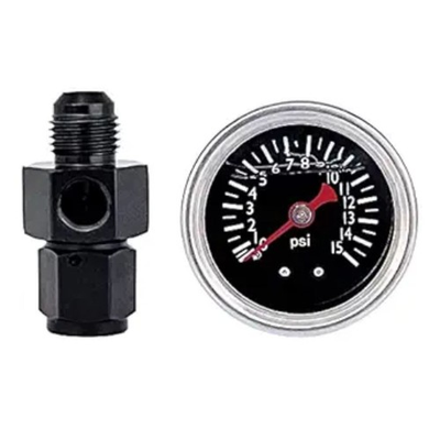 #ad Fuel Pressure Gauge with 6AN Fuel Pressure Take Off Fitting 0 15Psi 1 1 2quot; Bla $34.99