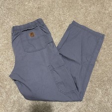 Carhartt Cargo Pants Mens Small Gray Elastic Waist 28 Inseam Workwear Casual