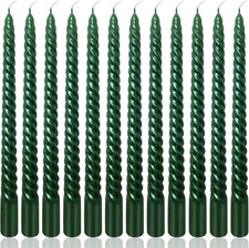 10 Inch Green Spiral Taper Candles Set for Christmas and Spring, Unscented Dripe