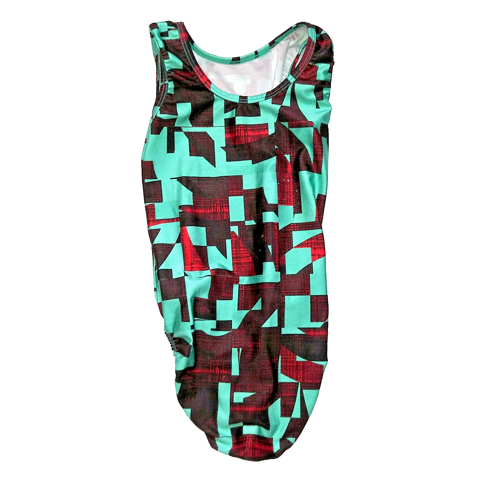 Plum Practicewear Gymnastics Leotard Abstract Aqua Maroon Size CL Child Large