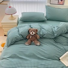 Dark Green Gingham Comforter Set Plaid Comforter Set Twin XL 03 - Teal Gingham