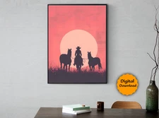Digital Image Picture Wall art cowgirl Art for living room and bead room