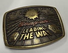 Vintage SNAP ON 1988 Solid Brass BELT BUCKLE "LEADING THE WAY" Limited Edition