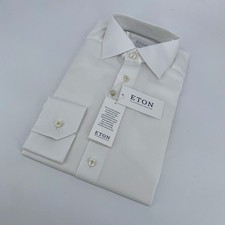 Eton Dress Shirt Mens S 15 - 38 White Pinpoint Contemporary Fit Formal Button Up