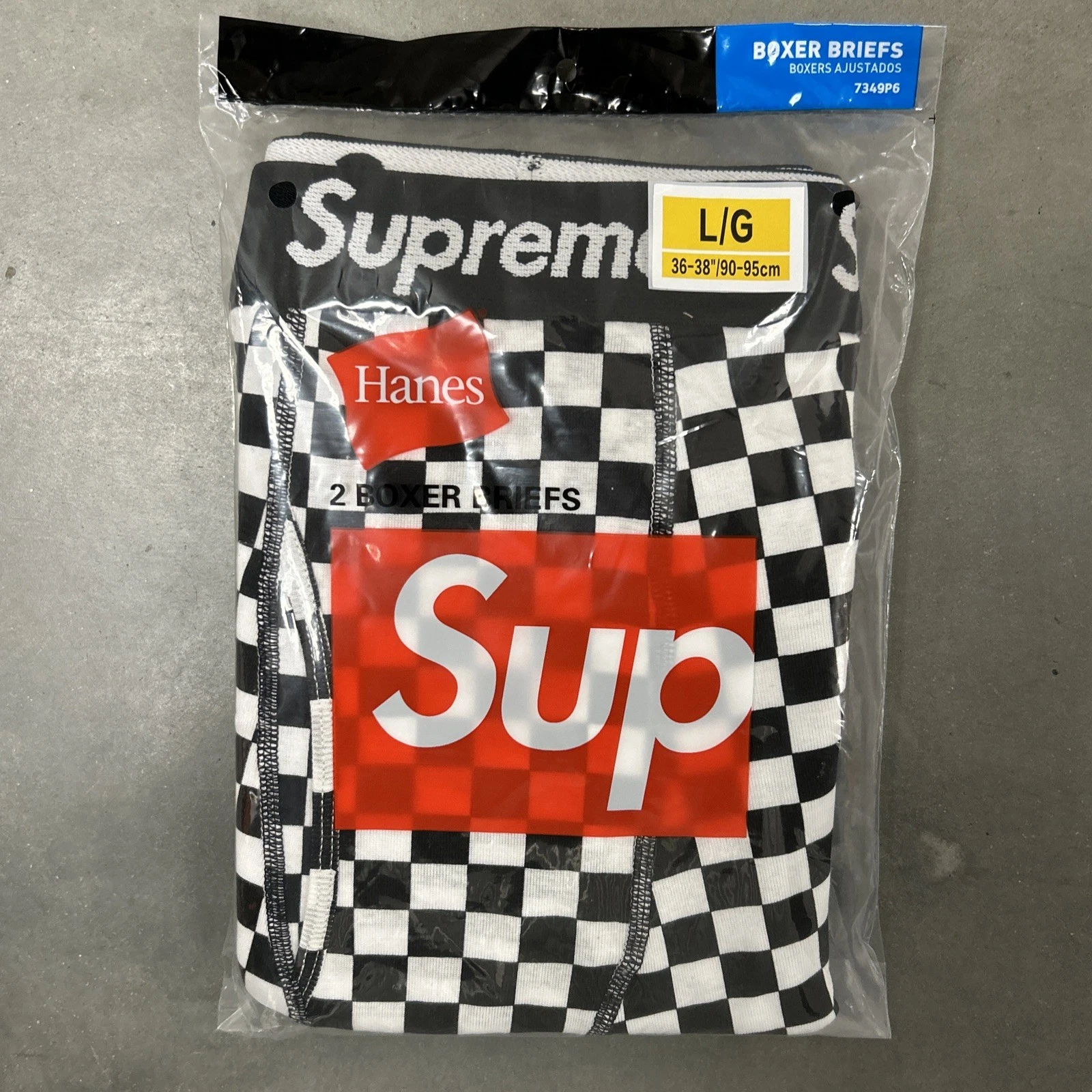Lot de 2 boxers Supreme taille L à carreaux slip Hanes sous vêtement neuf authentique