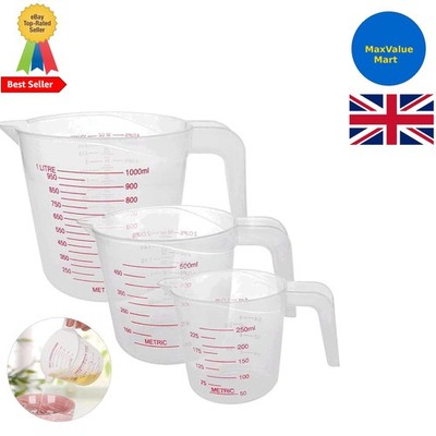 Robustes Kunststoff Messkanne Set - 250ML, 500ML, 1000ML zum Kochen & Backen