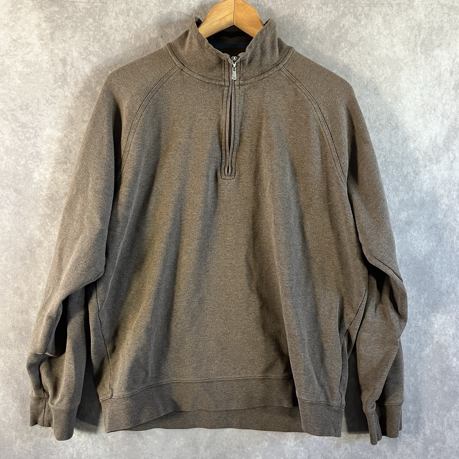 Brooks Brothers Country Club Sweater Men Large L Brown 1/4 Zip Pullover Sweater