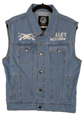 King of Sports Bullet Club Japan Pro Wrestling Denim Vest Mens Size S Blue