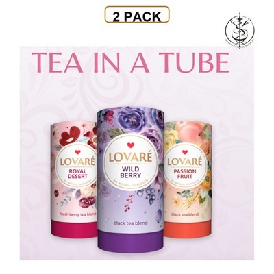 2 PACK - LOVARE Variety Tea in GIFT TUBE 80g + 15 Tea filter bags Made in