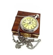 Vintage Brass Pocket Watch 1876 Victoria Antique Nautical Timepiece w/ Box