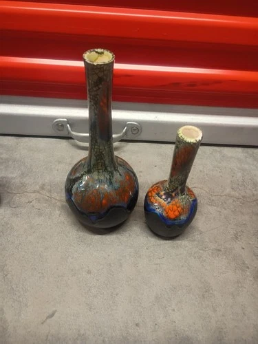 tVINTAGE ROYAL HAEGER  LAVA DRIP GLAZE VASE R1910 10 1/2"    2