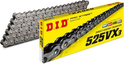 D.I.D 525VX3X130FB 525VX3 Professional O-Ring Series Chain - 130 Links - Natu...