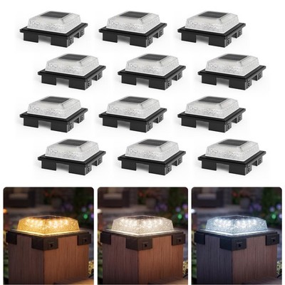 APONUO Solar Post Cap Lights, 3 Color Modes & 2 Brightness, Adjustable Base F...