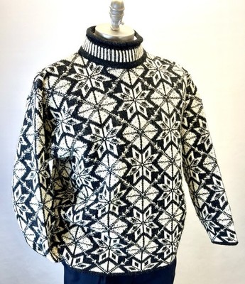 Devold 1853 by Olmes Carretti Size M Black & White Wool Sweater VINTAGE