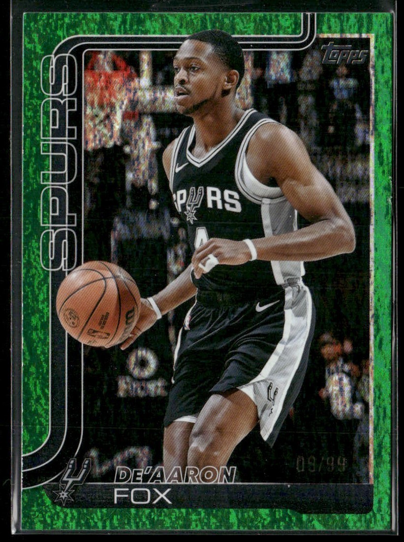 2025 Topps Flagship De’Aaron Fox Green Holo Foil /99 #196 Spurs