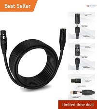30Ft XLR Microphone Cable Balanced Male to Female Black Pro Audio Recording