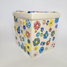 Arnels 1970s Ceramic Bathroom Tissue Cover Box Embossed Bees  Flowers