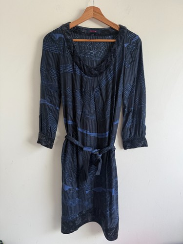 Kenzo, Vintage Kenzo Kleid schwarz-blau mit grafischen Mustern - Größe S