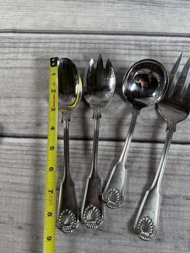 (34)TOWLE LONDON SHELL Stainless 18/8 Germany Service For 5 Spoons Forks Serving - Picture 12 of 23