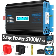 GIANDEL 1500 Watt Pure Sine Wave Power Inverter 12V DC to 120V AC,3100W Surge...