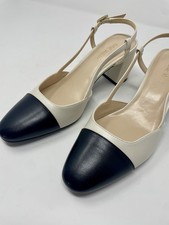 Nine West Unda Women's Block Heel Slingback Dress Pump Sz 8 Beige & Black