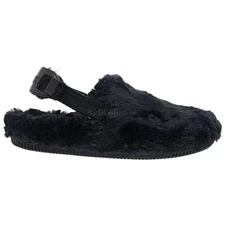 Nike Calm Womens Fuzzy Mules Slipper Sandals Faux Fur Black, Pick Size