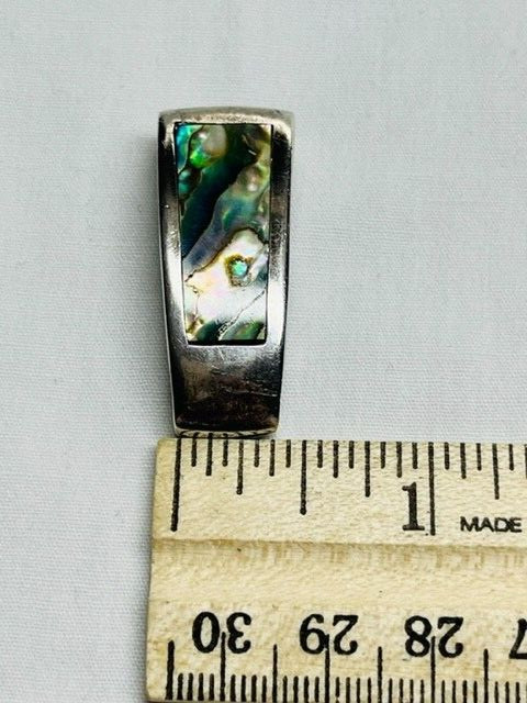 Sterling Silver - Abalone Inlay Rectangular Penda… - image 11