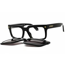 Off-White Unisex Sunglasses Black/Logo Gold Frame CLIP ON2 OERI130C99PLA0011307