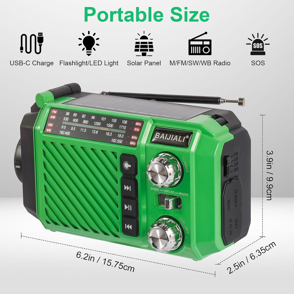 2000mAh Radio Crank Solar Hand Weather Power Bank Charger With Flashlight Light - View #4