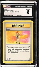 CGC 8 Lass 75/102 1st Edition Shadowless Base Set Pokemon Card