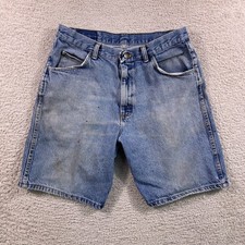 Vintage Wrangler Jeans Shorts Mens 32 Blue Faded Paint Jorts Denim Y2K Skate