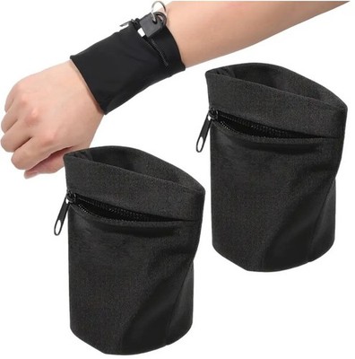 2x Reißverschluss Armband Sport Geldbörse Handgelenk Schweißbänder Tasche Lauf