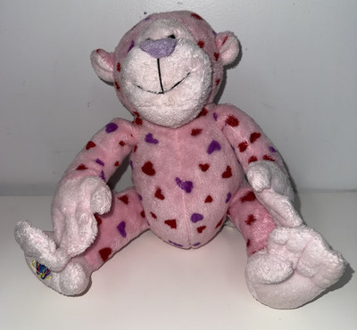 Ganz Webkinz Pink Heart Print Love Monkey Plush Stuffed Animal No Code HM343 11''