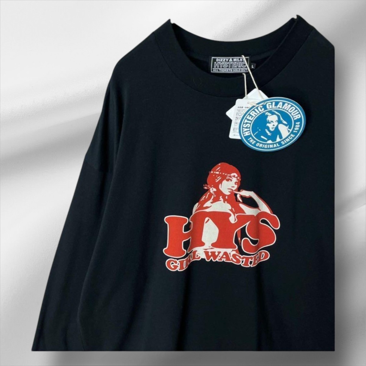 トップス hysteric glamour girl design tee Black HYSTERIC GLAMOR men's girl HYS logo short sleeve T-shirt