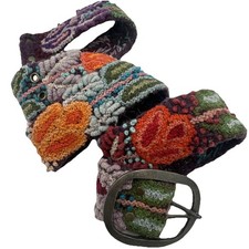 Jenny Krauss Handmade Southwest Walkabout Colorful Floral Embroidered Wool Large