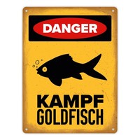 Danger Kampf Goldfisch Metallschild XL In 21X28 Cm Mit Goldfisch Silhouette