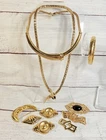 Vintage Gold Tone Costume Jewelry Lot Monet Act II Brooch Necklaces Bracelet